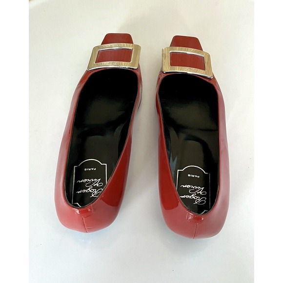 Roger Vivier $750 25mm Belle Patent Leather Low Heel Ballet Flats Red 39.5 9 - Picture 3 of 9